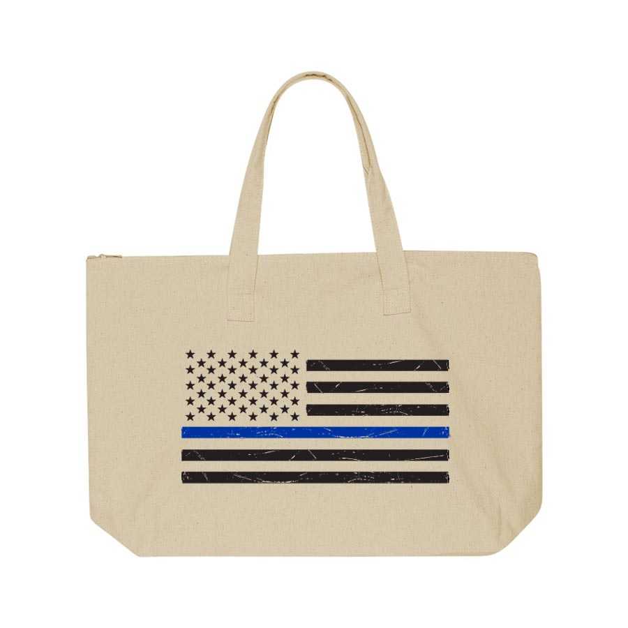 Tote Bag Distressed Thin Blue Line American Flag