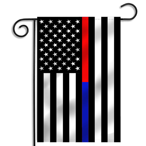 Thin Red Line & Thin Blue Line Dual Garden Flag - 12.5 x 18 Inches - Thin Blue Line USA