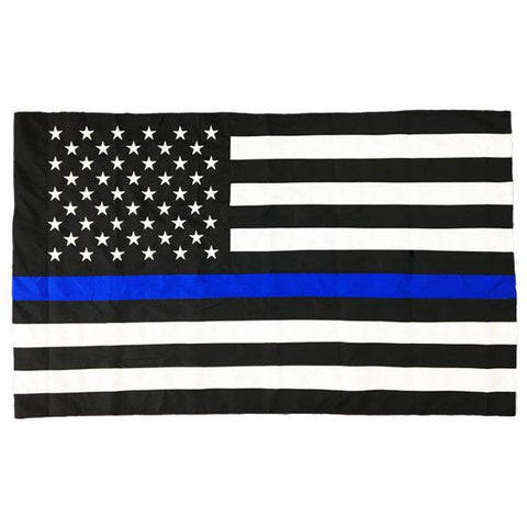 DuraSleek™ - Thin Blue Line American Flag - Sewn & Embroidered - Pole Sleeve