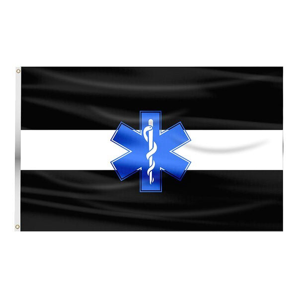 EMS - Thin White Line Star of Life Flag