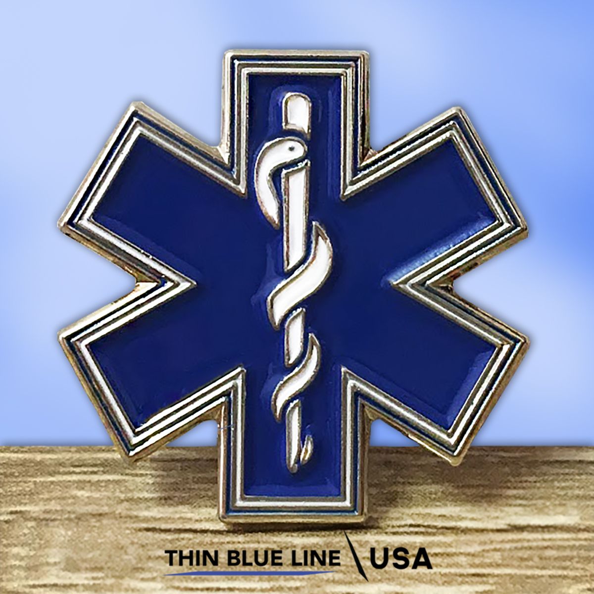 Thin White Line Blue Star Of Life EMT Embroidered Biker Patch
