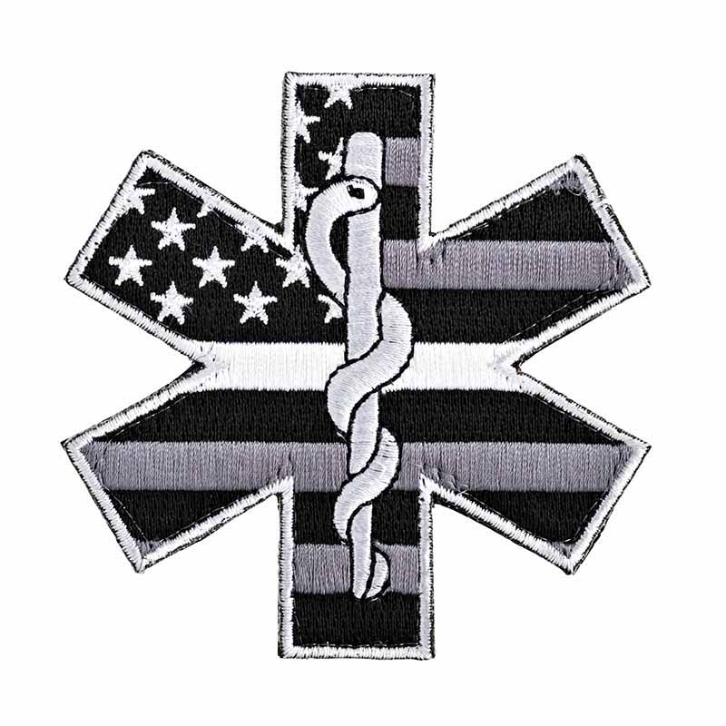 PVC Morale Patch - EMS - Medical Responder 3 Star of Life - Single Snake -  Blue/White/Silver