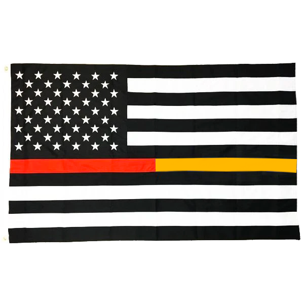 Thin Red and Gold Line Dual Flag with Grommets, 3 x 5