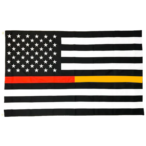 Thin Red and Gold Line Dual Flag with Grommets, 3 x 5