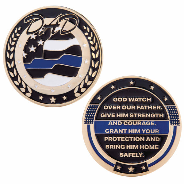 Thin Blue Line - Challenge Coin Made for Child Who Has Father In Law Enforcement