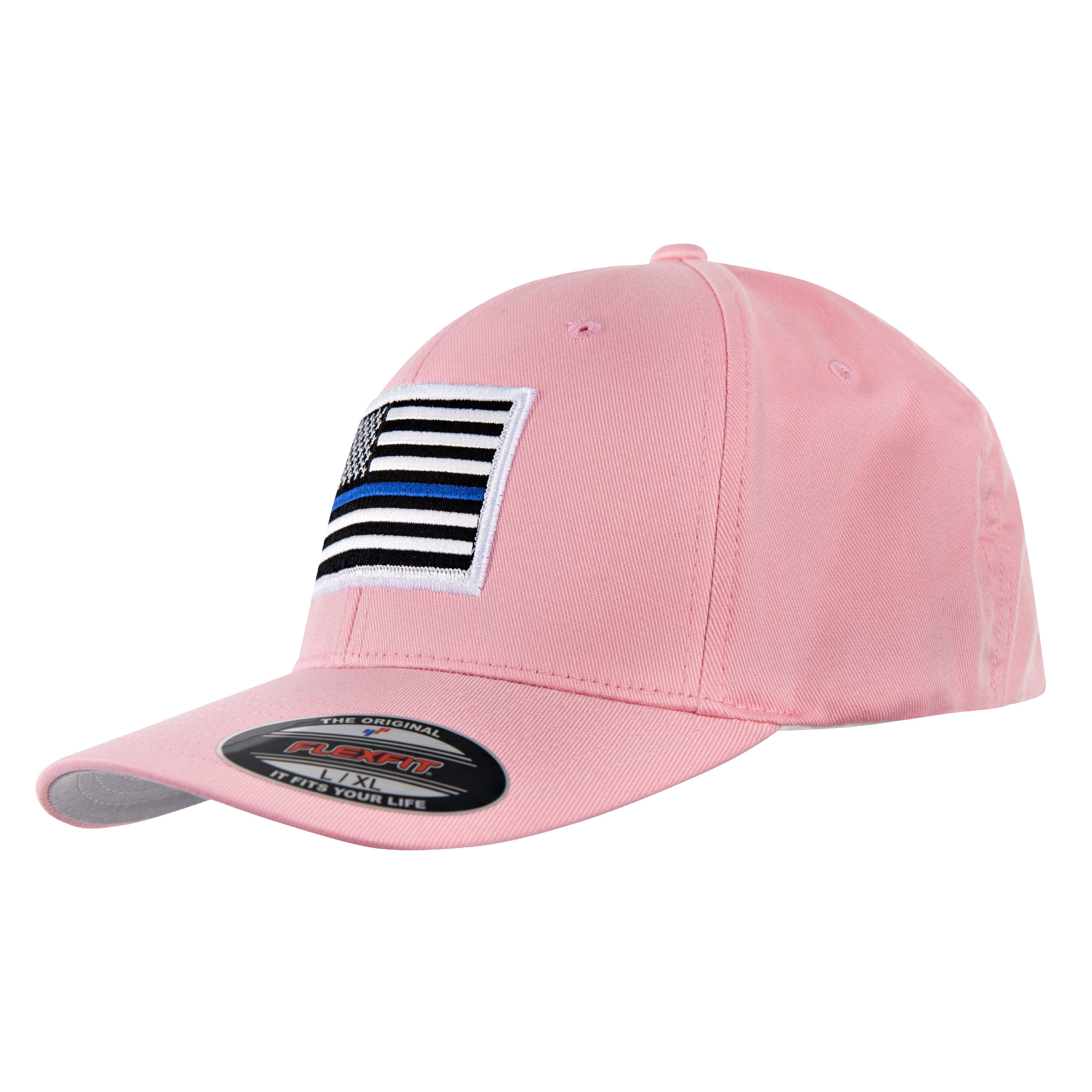 USA Pink Hat - Flag, Blue Blue Line American - Line Thin Thin Flexfit