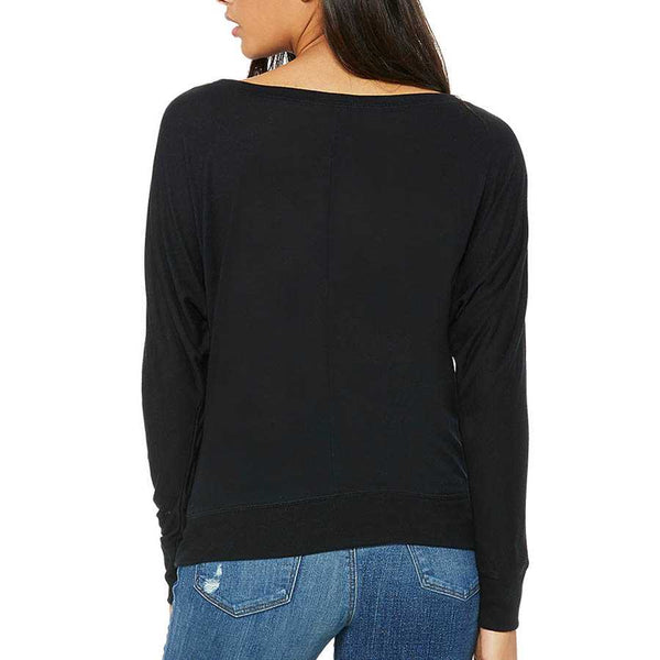 Women's Off Shoulder Long Sleeve  - Thin Blue Line American Flag