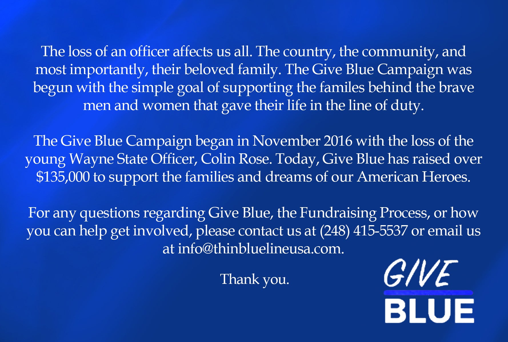 Ryan Albin Trooper Ryan Albin Fundraiser - Thin Blue Line USA