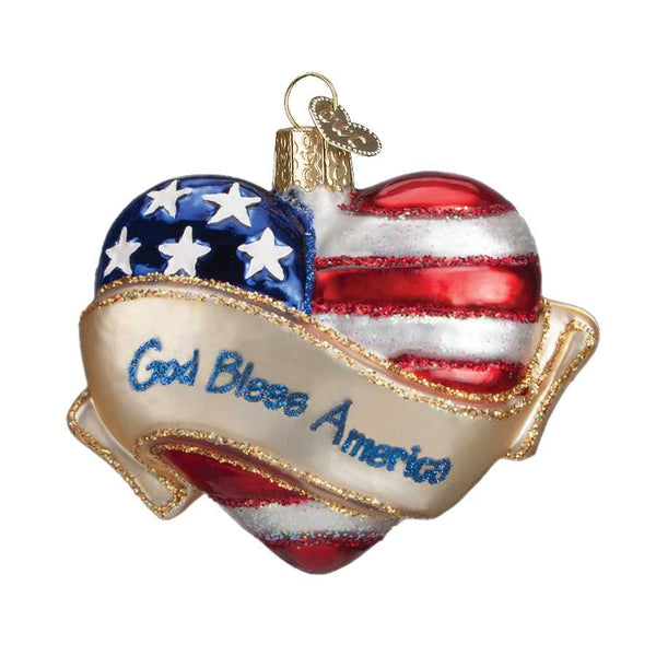 Thin Blue Line Ornament, God Bless America Heart