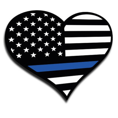 Heart Thin Blue Line Sticker - 4 x 4.5 Inches