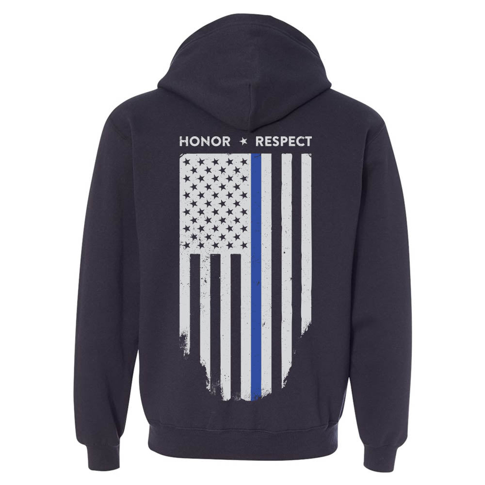 Thin blue line zip up outlet hoodie
