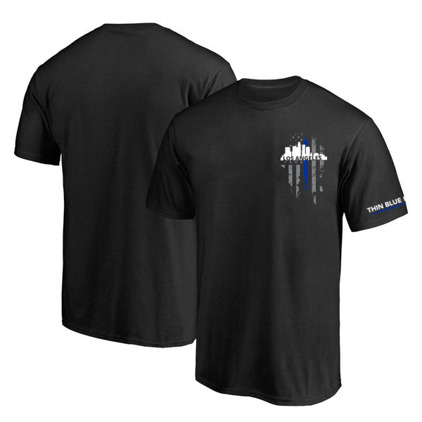 Men's T-Shirt, Thin Blue Line Los Angeles Skyline, Small