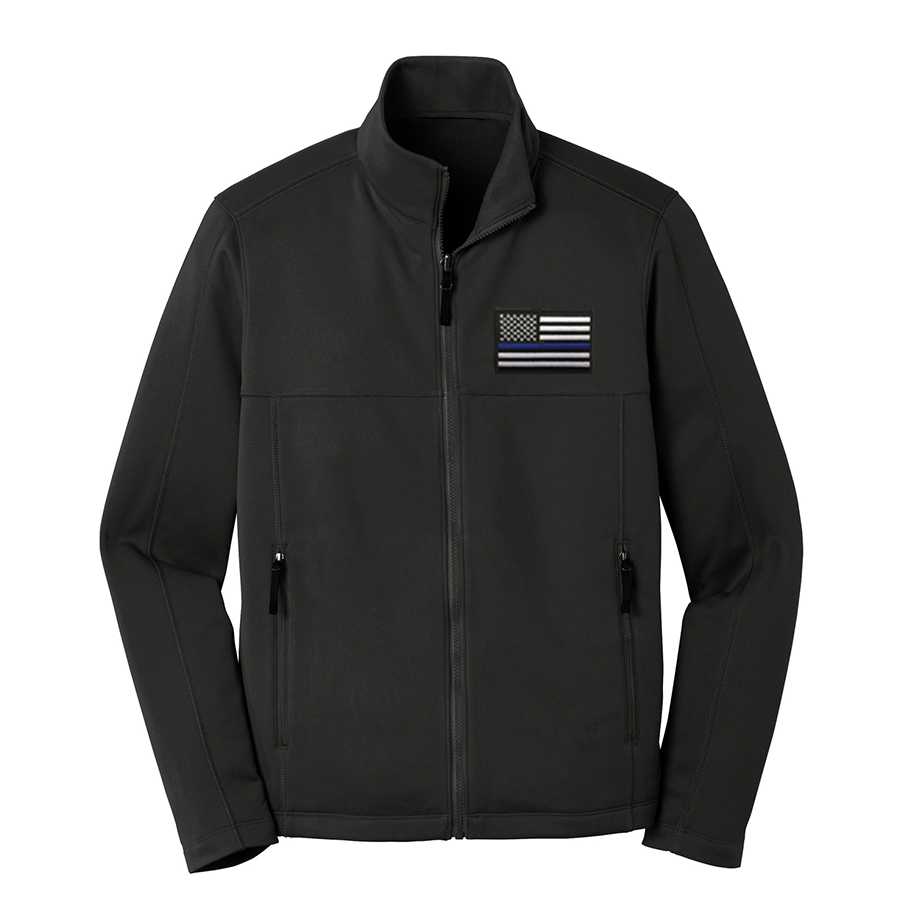 Thin Blue Line Embroidered Coat Blue - COAT-BLUE-BLACK-MEDIUM