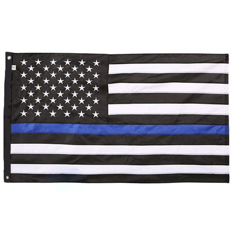 Made In the USA - Pointview Flags, Nylon - Thin Blue Line American Flag - Sewn/Embroidered