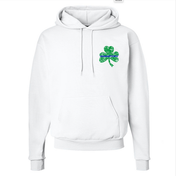 Men's Thin Blue Line St. Patrick's, Small Logo Shamrock Hoodie