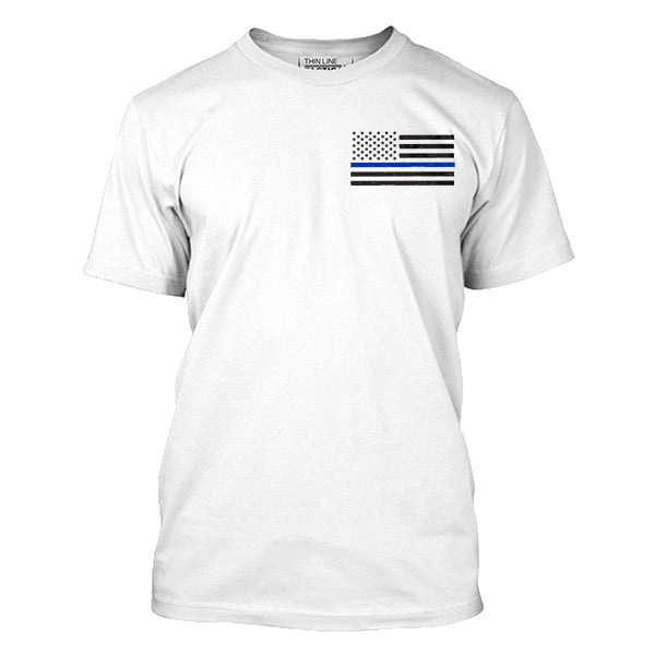 Men's - T-Shirt - Thin Blue Line Flag, White / Small