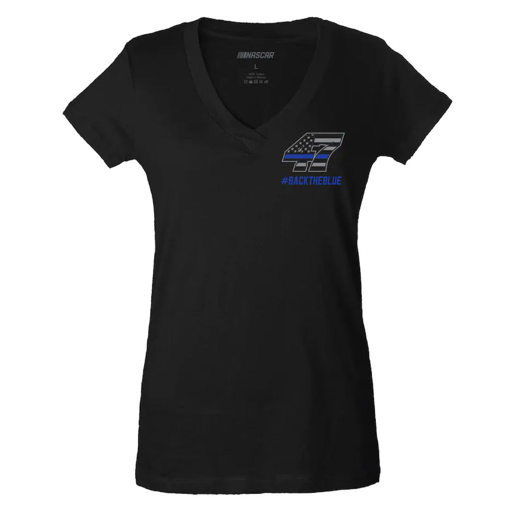 Thin Blue Line Women's Athletic V-Neck T-Shirt - Moisture Wicking, Slim Fit, All-Over White - View #8