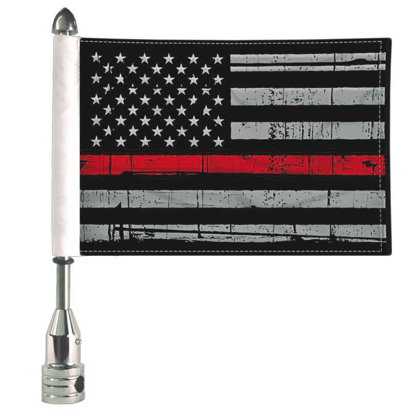 Thin Red Line Motorcycle Flag with Flag Mount