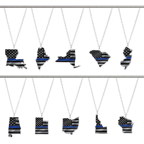 Thin Blue Line State Necklace - Thin Blue Line USA