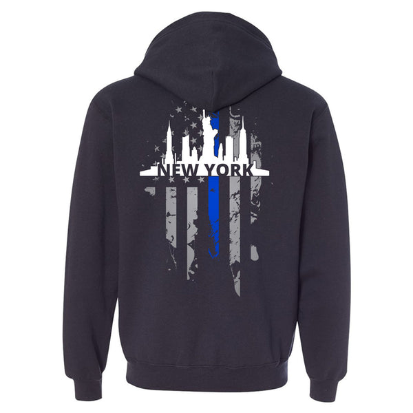 ●ANOTHERYOUTH● 002-23 line zip-up Tシャツ - blue Full Zip - Thin Blue Line New York Skyline - Thin Blue Line USA