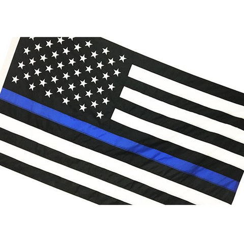 Oversized Thin Blue Line American Flag - Sewn & Embroidered (5' x 8' , 6' x 10')