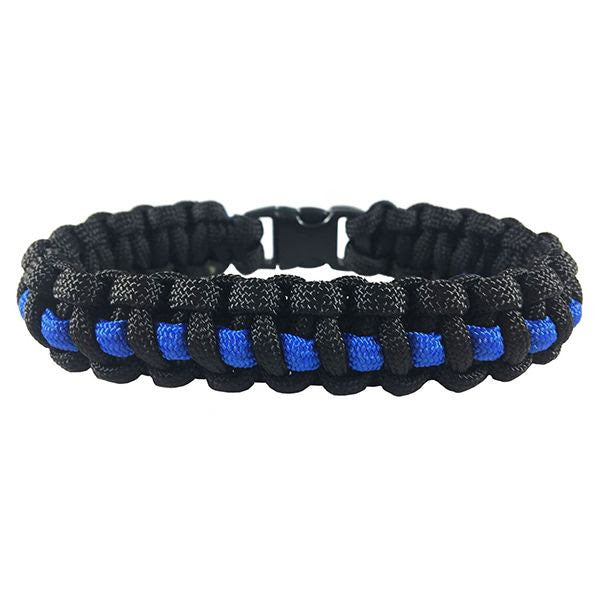 6 Pack. Police 550 Paracord Zipper Pull - Handmade in USA - black/royal blue