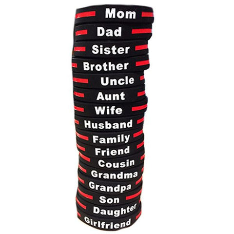 Personalized - Thin Red Line Silicone Bracelet