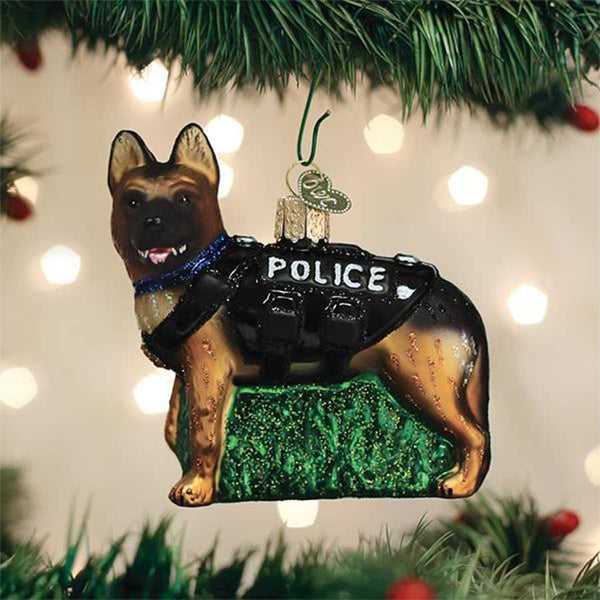 Thin Blue Line Ornament, K-9 Dog