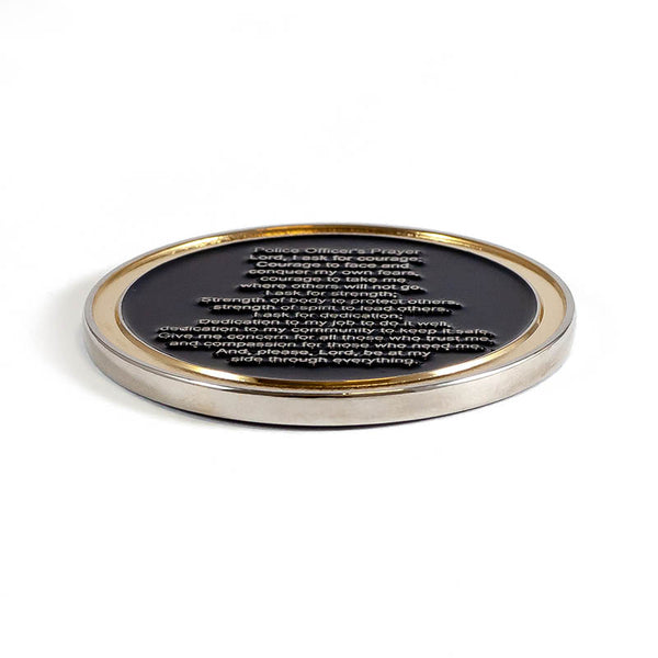Blue Line Police Officer's Prayer Dog Tag Keychain - Antique Bronze, 3.15" Height, Law Enforcement Gift