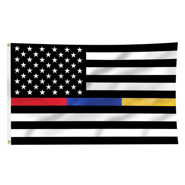 Thin Blue, Red, & Gold Line Flag - 3 x 5 Foot Flag with Grommets