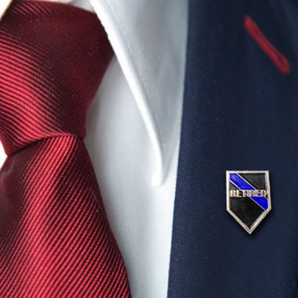 Retired Officer Pin - Thin Blue Line USA