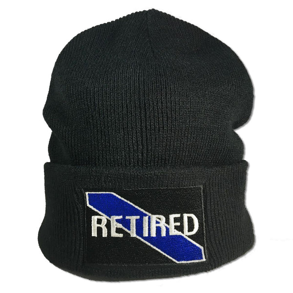 Retired Thin Blue Line Embroidered Beanie
