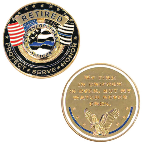 Retired - Watch Never Ends, Challenge Coin