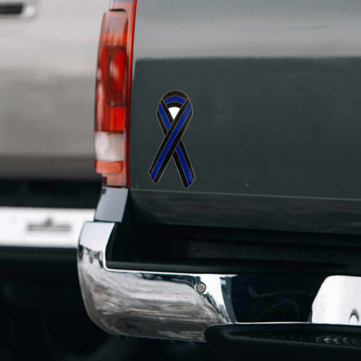Blue Line Pink Ribbon Decal