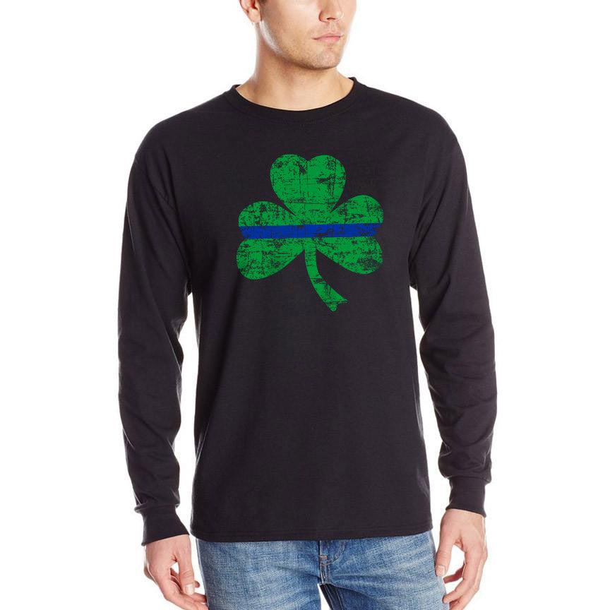 Thin Blue Line Patrick's Shamrock Long Sleeve Shirt