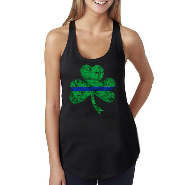 Women's Thin Blue Line St. Patrick's Shamrock Tank