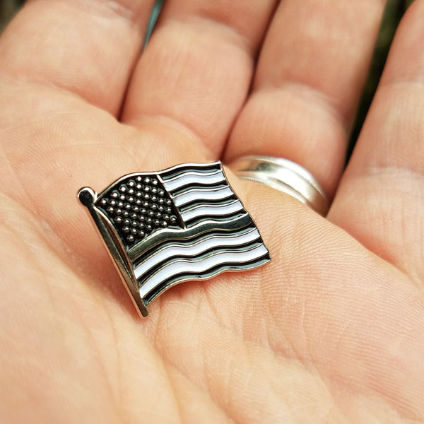 Thin Silver Line American Flag Pin