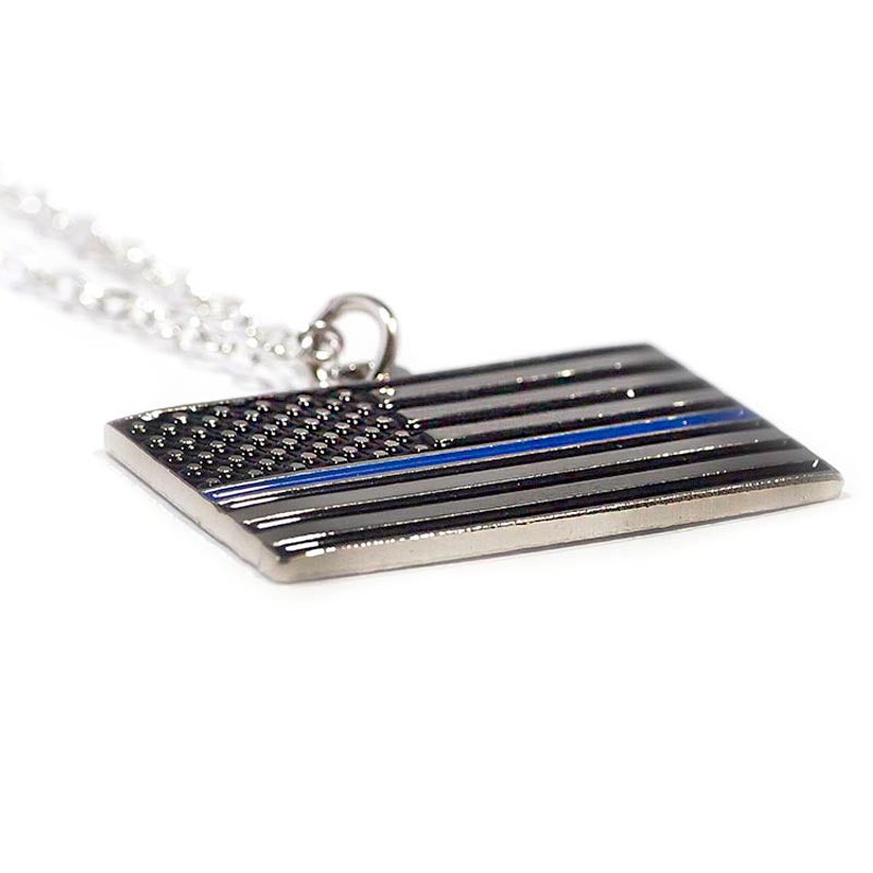 Classic Thin Blue Line American Flag Necklace