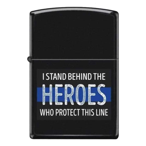 Thin Blue Line Stand Behind the Heroes Zippo Lighter