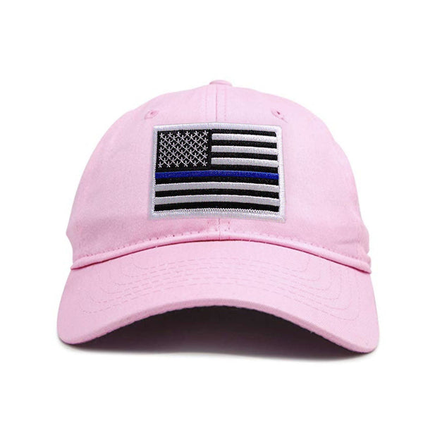 Thin Blue Line American Flag Hat, Pink, Adjustable