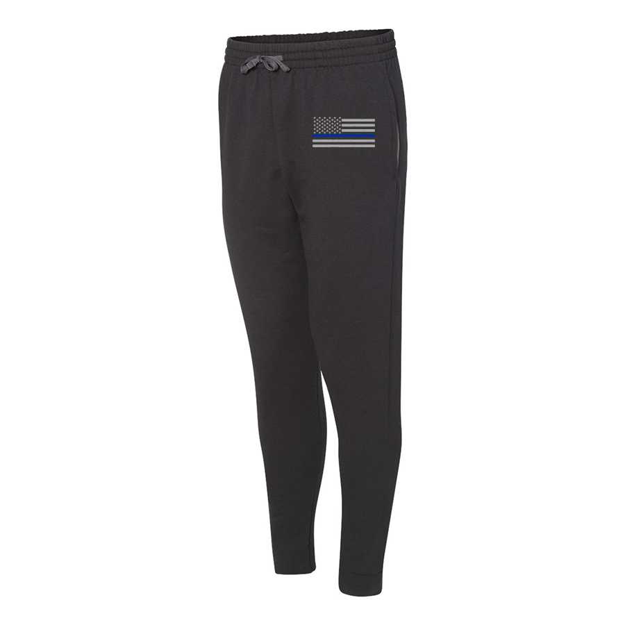 Black joggers with blue stripe hotsell