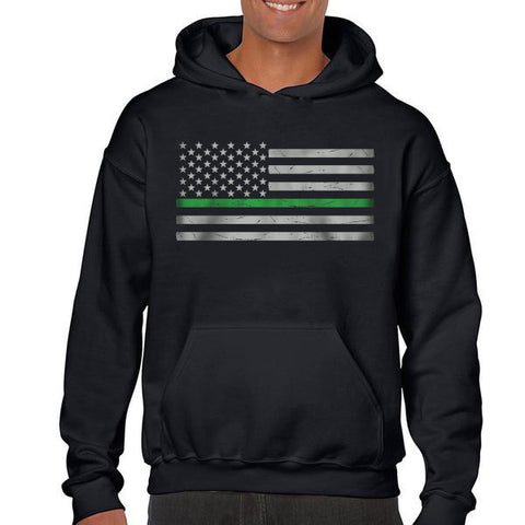 Men's Hoodie - Classic Thin Green Line (Military)