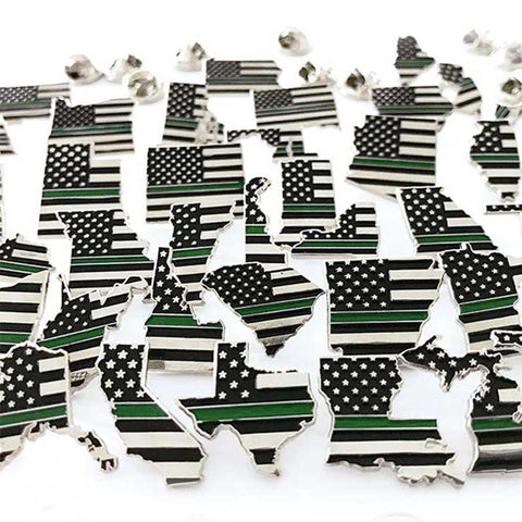 State Pins - Thin Green Line USA