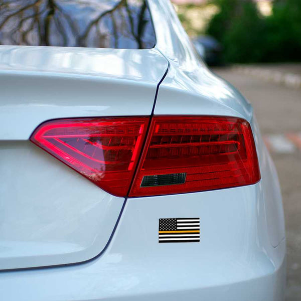 Thin Gold Line American Flag Sticker - 4 x 6.5 Inches