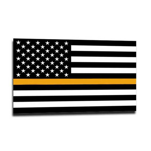 Thin Gold Line American Flag Sticker - 4 x 6.5 Inches