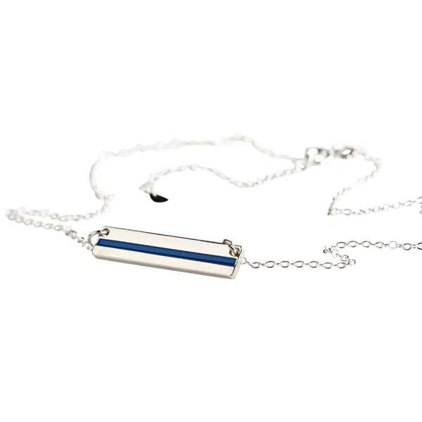 Thin Blue Line Stripe Bar Necklace - Thin Blue Line USA
