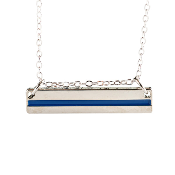 Thin Blue Line Stripe Bar Necklace - Thin Blue Line USA