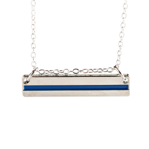 Thin Blue Line Stripe Bar Necklace - Thin Blue Line USA
