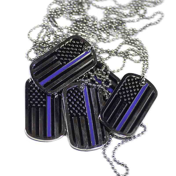 Thin Blue Line Flag Officer s Prayer Dog Tag