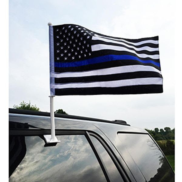 Thin Blue Line American Car Flag